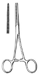 Hemostatic Forceps Sklar® Rochester-Pean 12 Inch Length OR / Surgical Grade German Stainless Steel NonSterile Locking Finger Ring Handle Straight Serrated Tips EACH MK-1052452