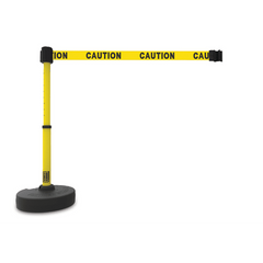 marketlab Stanchion Banner PLUS Barrier—Yellow, “Caution” 1 / each
