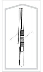 Tissue Forceps Econo Sterile™ 4-1/2 Inch Length Floor / Office Grade Pakistani Stainless Steel Sterile NonLocking Thumb Handle Straight 1 X 2 Teeth CASE OF 50 MK-1053101