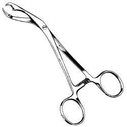 Bone Holding Forceps Sklar® Verbrugge 9-3/4 Inch Length OR / Surgical Grade German Stainless Steel NonSterile Locking Finger Ring Handle Curved Smooth Tip / Serrated Tip EACH MK-1055835