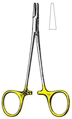 Needle Holder Sklar® TC Baby Webster 4-1/4 Inch Length Straight Smooth Tips Dual Gold Finger Ring Handle Each MK-1056431