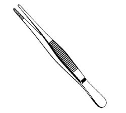 Dressing Forceps Econo Sterile™ 4-1/2 Inch Length Floor / Office Grade Pakistani Stainless Steel Sterile NonLocking Thumb Handle Straight Serrated Tips CASE OF 50 MK-1061488