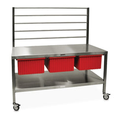 MARKET LAB Stainless Steel Table with Wrapping Frame and Pull-Out Bins • 60"L x 32"D x 62"H EACH ML106513