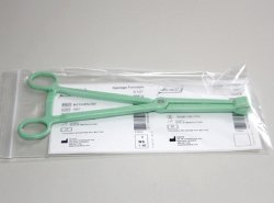 Sponge Forceps 9-1/2 Inch Length Floor / Office Grade Plastic NonSterile Locking Finger Ring Handle Straight Fenestrated Serrated Tips CASE OF 20 MK-1076855