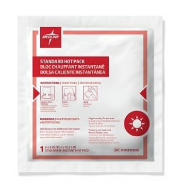 Instant Hot Pack Medline Medium Plastic / Sodium Acetate Disposable  6"X6" (24/CS) MK-1080942