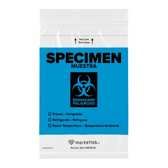 Marketlab Easy Open Block Color Specimen Bags, 6"W x 9"H • Blue 100 / pk