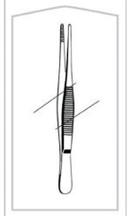 Dressing Forceps Econo Sterile™ 5-1/2 Inch Length Floor / Office Grade Pakistani Stainless Steel Sterile NonLocking Thumb Handle Straight Serrated Tips CASE OF 25 MK-1084315