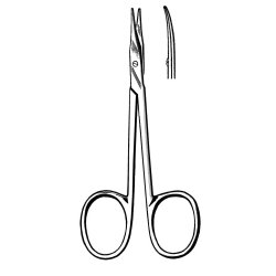Tenotomy Scissors Econo Sterile™ Stevens 4-1/2 Inch Length Floor / Office Grade Pakistani Stainless Steel Sterile Finger Ring Handle Curved Blunt Tip / Blunt Tip CASE OF 25 MK-1084339