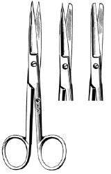 Operating Scissors Econo Sterile™ 5-1/2 Inch Length Floor / Office Grade Pakistani Stainless Steel Sterile Finger Ring Handle Straight Blunt Tip / Blunt Tip CASE OF 50 MK-1084371