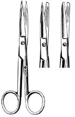Operating Scissors Econo Sterile™ 5-1/2 Inch Length Floor / Office Grade Pakistani Stainless Steel Sterile Finger Ring Handle Straight Blunt Tip / Blunt Tip CASE OF 50 MK-1084371