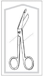 Bandage Scissors Merit Sterile™ Lister 5-1/2 Inch Length Floor / Office Grade Pakistani Stainless Steel Sterile Finger Ring Handle Angled Blunt Tip / Blunt Tip CASE OF 25 MK-1084407