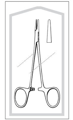 Needle Holder Merit™ Webster 5-1/4 Inch Length Straight Smooth Blunt Jaws Finger Ring Handle Case of 25 MK-1084412