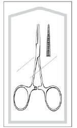 Mosquito Forceps Merit Sterile™ Hartmann 3-1/2 Inch Length Floor / Office Grade Pakistani Stainless Steel Sterile Locking Finger Ring Handle Straight Serrated Tips CASE OF 50 MK-1084419