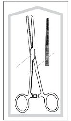Hemostatic Forceps Econo Sterile™ Rochester-Pean 7-1/4 Inch Length Floor / Office Grade Pakistani Stainless Steel Sterile Locking Finger Ring Handle Curved Serrated Tips CASE OF 25 MK-1084425