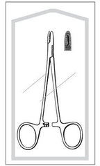 Needle Holder Merit™ Derf 4-3/4 Inch Length Straight Blunt Serrated Jaws Finger Ring Handle Case of 25 MK-1084465