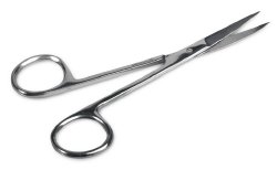 Iris Scissors Medline® 4-1/2 Inch Length Floor / Office Grade Stainless Steel Sterile Finger Ring Handle Straight Sharp Tip / Sharp Tip CASE OF 50 MK-1106255