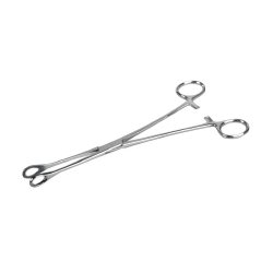 Sponge Forceps Medline® 9-1/2 Inch Length Floor / Office Grade Stainless Steel Sterile Locking Finger Ring Handle Straight Fenestrated Serrated Oval Tips CASE OF 50 MK-1106258