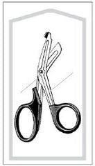 Utility Scissors Econo Sterile™ 5-1/2 Inch Length Floor / Office Grade Pakistani Stainless Steel / Plastic Sterile Black Finger Ring Handle Angled Blunt Tip / Blunt Tip CASE OF 25 MK-1107500