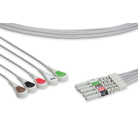 marketlab Essential Reusable ECG Leadwires DIN, 5 Lead Snap 1 / each