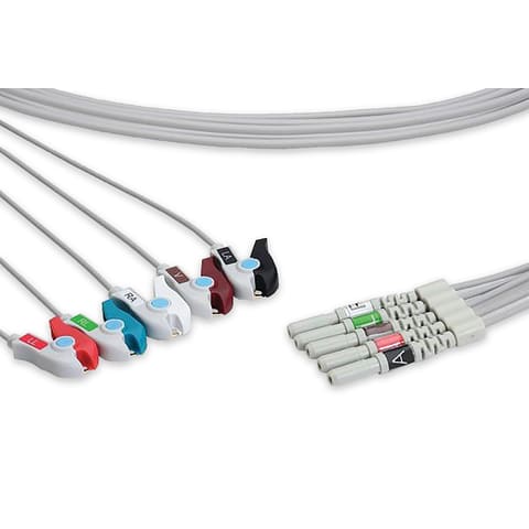 marketlab Essential Reusable ECG Leadwires DIN, 5 Lead Pinch 1 / each