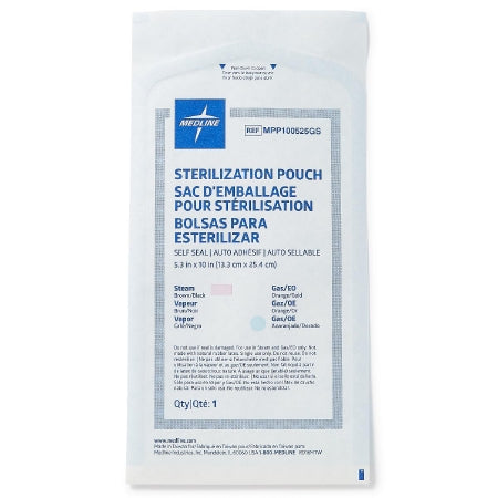 Sterilization Pouch Medline Ethylene Oxide (EO) Gas / Steam 5-1/4 X 10 Inch White / Blue Self Seal Paper / Film  (200/BX 10BX/CS) MK-1112525