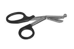Utility Scissors Medline® 7-1/2 Inch Length Floor / Office Grade Stainless Steel / Plastic NonSterile Black Finger Ring Handle Angled Blunt Tip / Blunt Tip BOX OF 12 MK-1118149