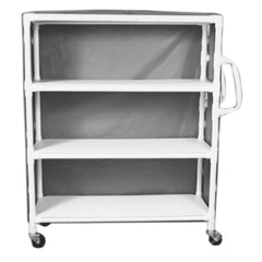 MARKET LEB Wide 3-Shelf Linen Cart with Mesh or Vinyl Cover ECAH ML11172
