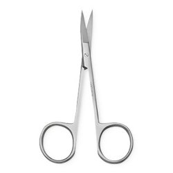 Iris Scissors Centurion® Lil' Tips® 4-1/2 Inch Length Floor / Office Grade Stainless Steel Sterile Finger Ring Handle Curved Sharp Tip / Sharp Tip CASE OF 20 MK-1124474