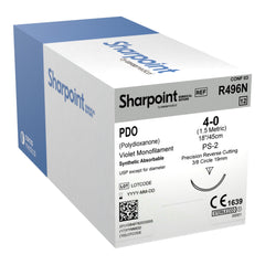 Absorbable Suture with Needle Sharpoint® Polydioxanone PS-2 3/8 Circle Precision Reverse Cutting Needle Size 4-0 Monofilament (12/BX) MK-1139978