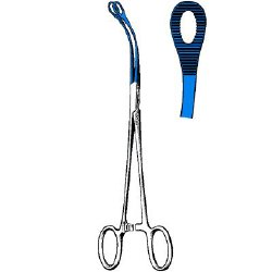 Uterine Polyp Forceps Sklar Blue™ Electrosurgical Laufe 7-3/4 Inch Length OR / Surgical Grade Coated German Stainless Steel NonSterile Locking Finger Ring Handle Curved Fenestrated Serrated Oval Tips EACH MK-1157093