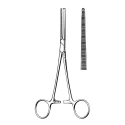 Hemostatic Forceps Econo Sterile™ Rochester-Pean 8 Inch Length Floor / Office Grade Pakistani Stainless Steel Sterile Locking Finger Ring Handle Curved Serrated Tips CASE OF 25 MK-1183006