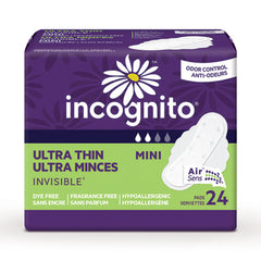 Feminine Pad Incognito® Ultra Thin with Wings Light Absorbency W/WINGS INCOGNITO ULTR THIN UNSCNTD (24/BG 6BG/CS) MK-1192535