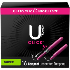 Tampon U By Kotex® Click® Super Absorbency Plastic Applicator Individually Wrapped (16/BX) MK-1193271