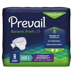 Incontinence Brief Prevail® Bariatric Adult Bariatric Size C Unisex Disposable Heavy Absorbency UP TO 110" (8/BG 4BG/CS) MK-1194077