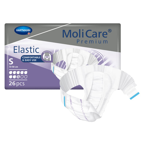 Incontinence Brief MoliCare® Premium Elastic 8D Adult Small Unisex Disposable Heavy Absorbency  MOLICARE PREMIUM ELAS DISP 8D SM (26/BG 3BG/CS) MK-1195442