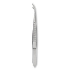 Iris Forceps Centurion® 4 Inch Length Floor / Office Grade Stainless Steel Sterile NonLocking Thumb Handle Half Curved 1 X 2 Teeth CASE OF 20 MK-1198474