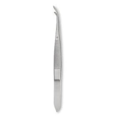 Iris Forceps Centurion® 4 Inch Length Floor / Office Grade Stainless Steel Sterile NonLocking Thumb Handle Half Curved 1 X 2 Teeth CASE OF 20 MK-1198474