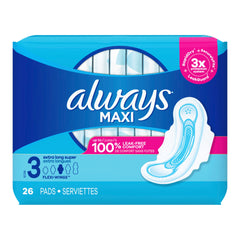 Feminine Pad Always® Maxi with Flexi-Wings Super Absorbency  W/WINGS XLONG(26/PK) MK-1203787