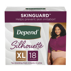 Absorbent Underwear Depend® Silhouette® Waistband Style Adult X-Large Female Disposable Heavy Absorbency INCONT DEPEND FML PNK XLG (18/PK 2PK/CS) MK-1205940