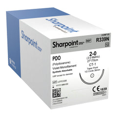 Absorbable Suture with Needle Sharpoint® Polydioxanone CT-1 1/2 Circle Taper Point Needle Size 2-0 Monofilament (12/BX) MK-1206320