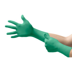 Chemical Protection Glove TouchNTuff® 92-605 Medium Nitrile Green 12 Inch Length Beaded Cuff NonSterile , NITRL TOUCHNTUFF LNG CUFF DISP MED (100/BX 10BX/CS) MK-1208003