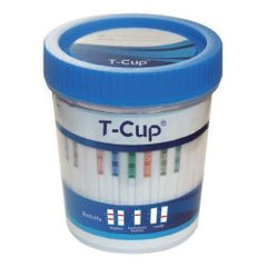 Drugs of Abuse Test Kit T-Cup® AMP, BAR, BUP, BZO, COC, mAMP/MET, MDMA, MOP, MTD, OXY, PCP, THC 25 Tests CLIA Waived BOX OF 25 MK-1214151