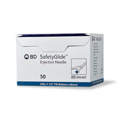 Safety Hypodermic Needle SafetyGlide™ 1-1/2 Inch Length 23 Gauge Thin Wall Sliding Safety Needle  (50/BX 10BX/CS) MK-1218782