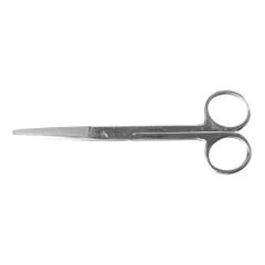 Dissecting Scissors Miltex® Disposable Mayo 5-1/2 Inch Length Floor / Office Grade Pakistani Stainless Steel Sterile Finger Ring Handle Straight, Beveled Blunt Tip / Blunt Tip BOX OF 25 MK-1219106
