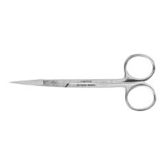 Iris Scissors Miltex® Disposable 4-1/2 Inch Length Floor / Office Grade Pakistani Stainless Steel Sterile Finger Ring Handle Curved Sharp Tip / Sharp Tip BOX OF 25 MK-1219118