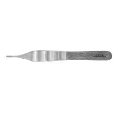 Tissue Forceps Miltex® Disposable Adson 4-3/4 Inch Length Floor / Office Grade Pakistani Stainless Steel Sterile NonLocking Thumb Handle Straight Delicate, 1 X 2 Teeth Box of 50 MK-1219128
