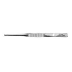 Tissue Forceps Miltex® Disposable Wilde 4-1/2 Inch Length Floor / Office Grade Pakistani Stainless Steel Sterile NonLocking Thumb Handle Straight 1 X 2 Teeth Box of 50 MK-1219131