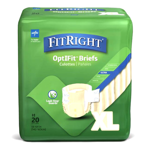 Incontinence Brief FitRight® Ultra Adult X-Large Unisex Disposable Heavy Absorbency CLOTHLIKE FIT ULTRA XLG56-64" (80/CS) MK-1221428