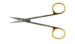 Iris Scissors BR Surgical 4-1/2 Inch Length OR / Surgical Grade German Stainless Steel / Tungsten Carbide NonSterile Left Handed Finger Ring Handle Curved Sharp Tip / Sharp Tip EACH MK-1222839