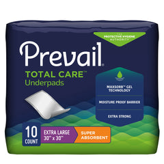 Disposable Underpad Prevail® Total Care™ 30 X 30 Inch Super Absorbent Core Heavy Absorbency (10/PK 12PK/CS MK-1227005